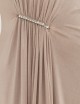 Abito lungo con balze in jersey elasticizzato metallizzato nude