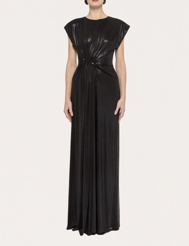 copy of Ruched metallic stretch-jersey maxi dress black