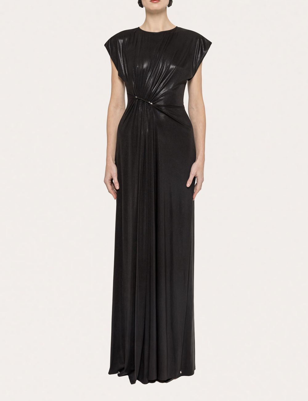 copy of Ruched metallic stretch-jersey maxi dress black