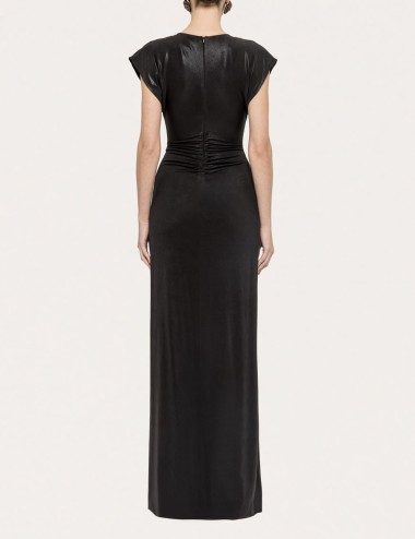 copy of Ruched metallic stretch-jersey maxi dress black