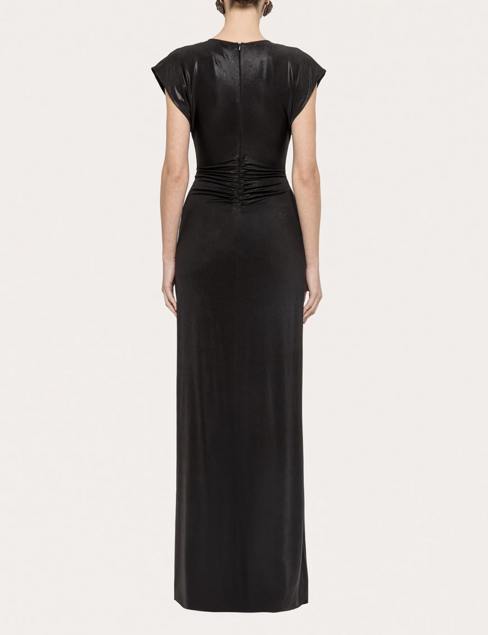 copy of Ruched metallic stretch-jersey maxi dress black