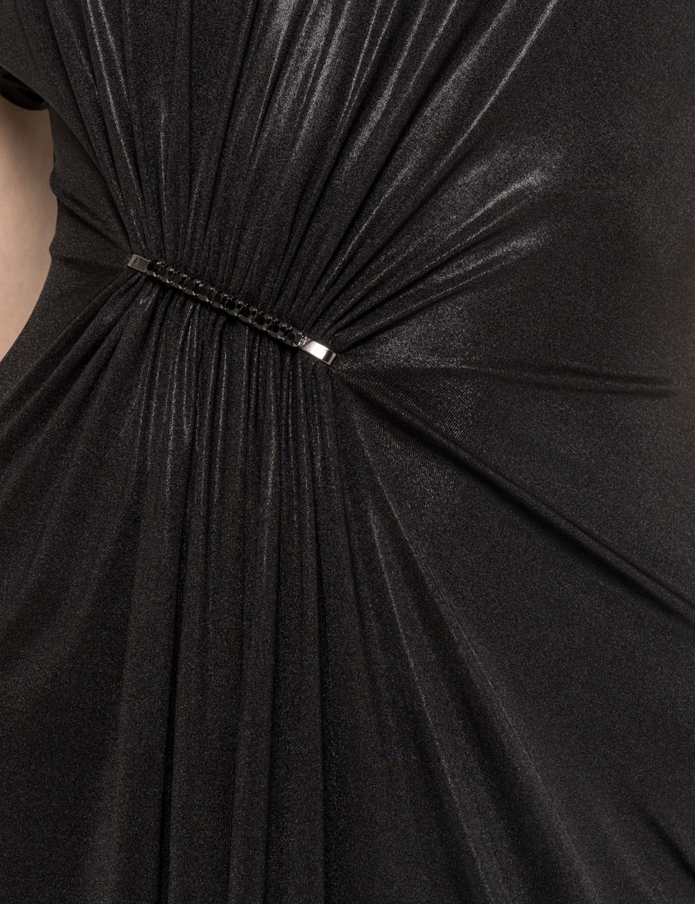 copy of Ruched metallic stretch-jersey maxi dress black