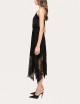 Lace-trimmed midi dress black