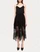 Lace-trimmed midi dress black