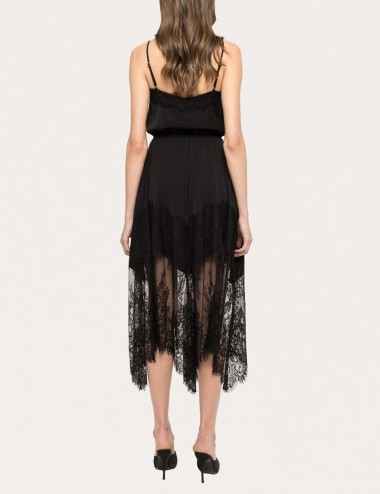 Abito midi con pizzo nero