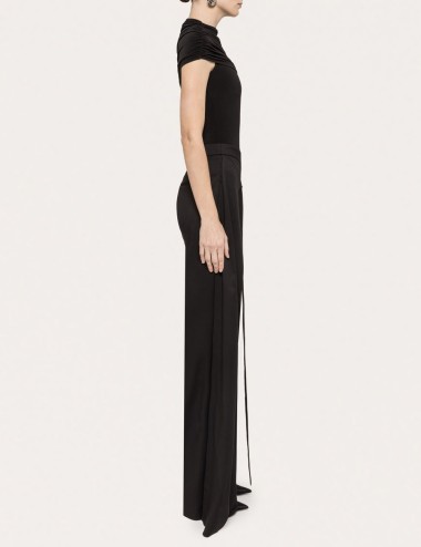 Layered wide-leg pants black