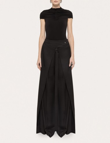 Layered wide-leg pants black