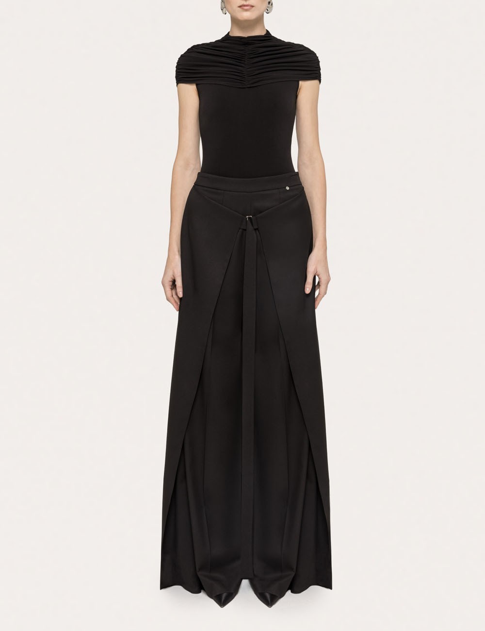 Layered wide-leg pants black