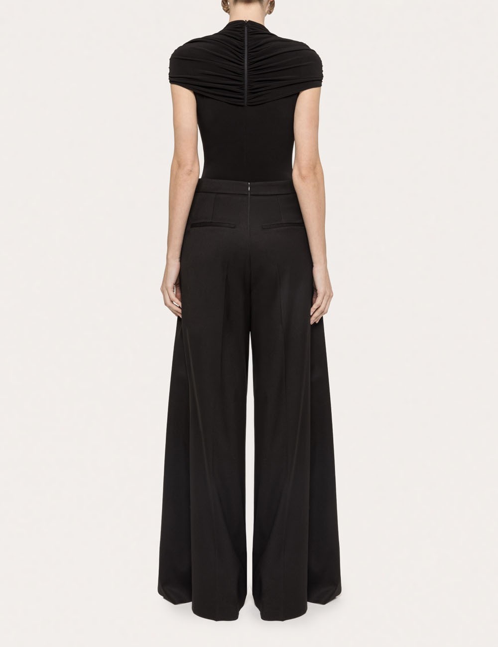 Layered wide-leg pants black
