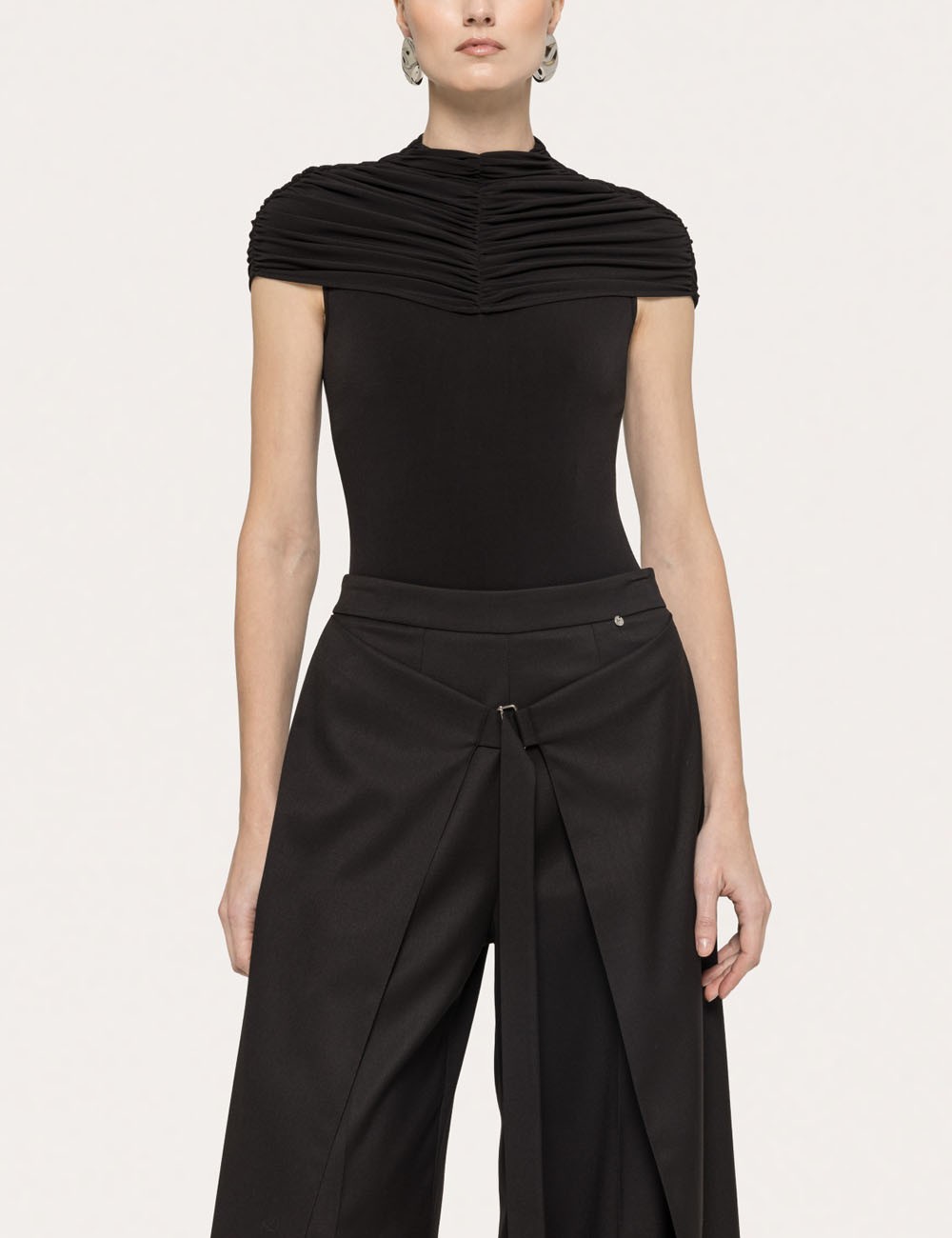 Layered wide-leg pants black