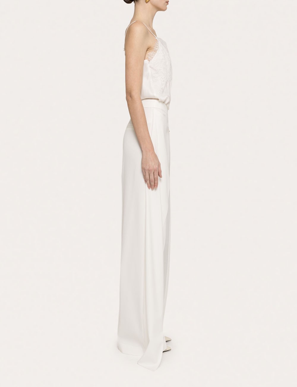 Layered wide-leg pants white