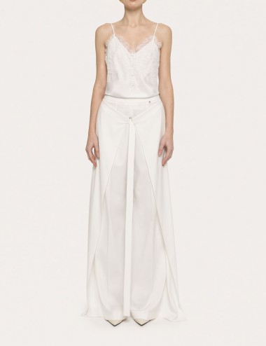 Layered wide-leg pants white