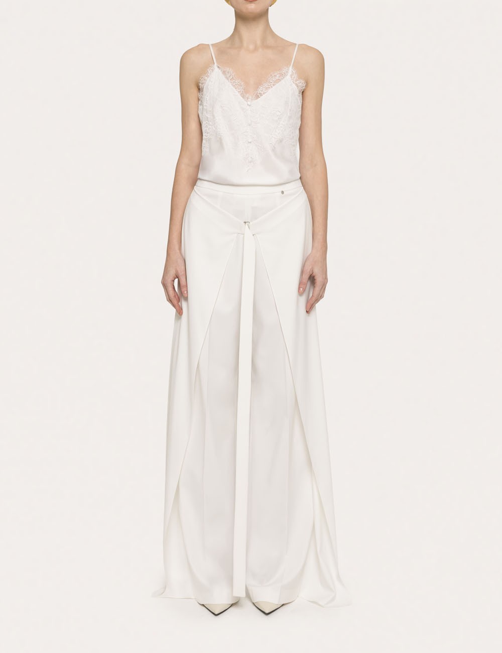 Layered wide-leg pants white