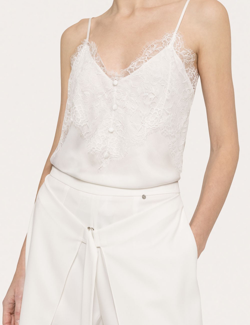 Layered wide-leg pants white