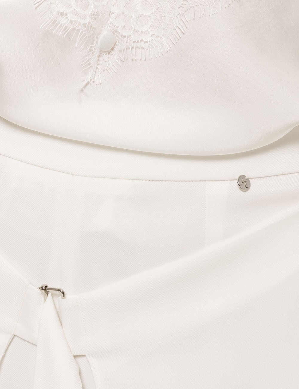 Pantaloni a gamba larga a strati bianco