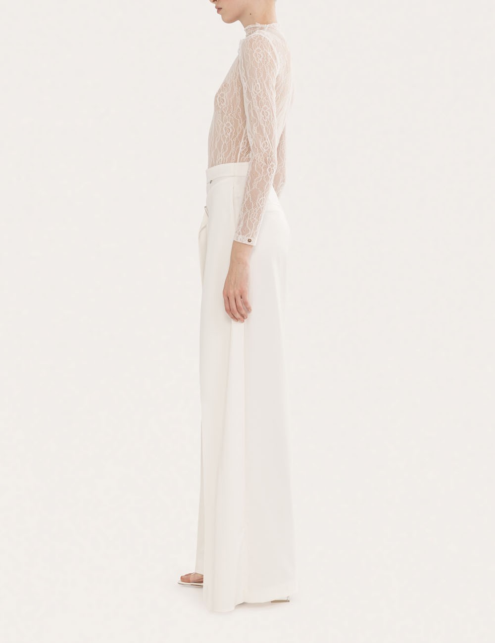 Floral-detail lace bodysuit white