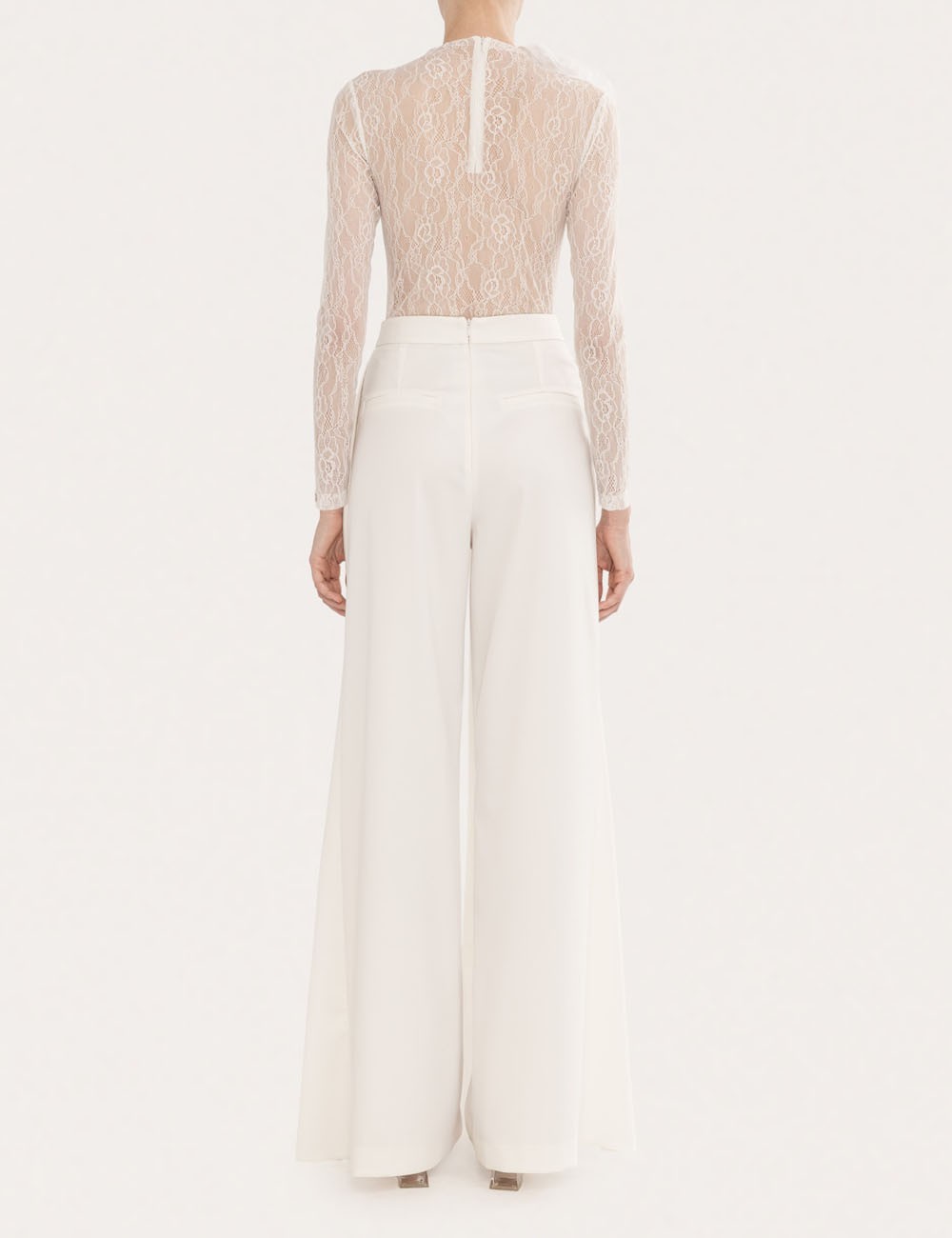 Body in pizzo con dettagli floreali bianco