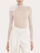 Body in pizzo con dettagli floreali bianco