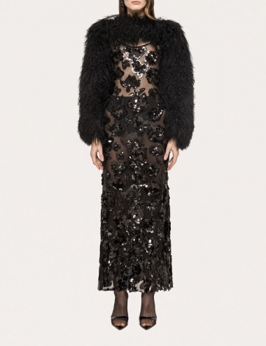 Abito in tulle con paillettes applicate nero