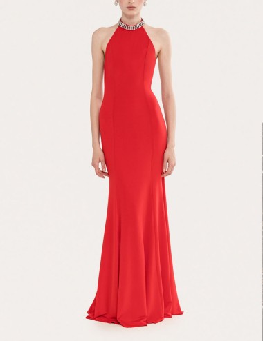 Backless maxi dress red