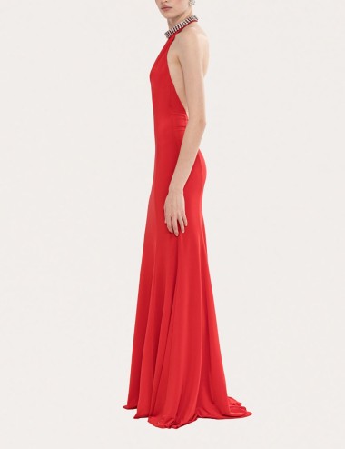 Backless maxi dress red