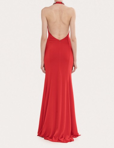Backless maxi dress red