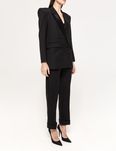 Blazer doppiopetto in lana nero