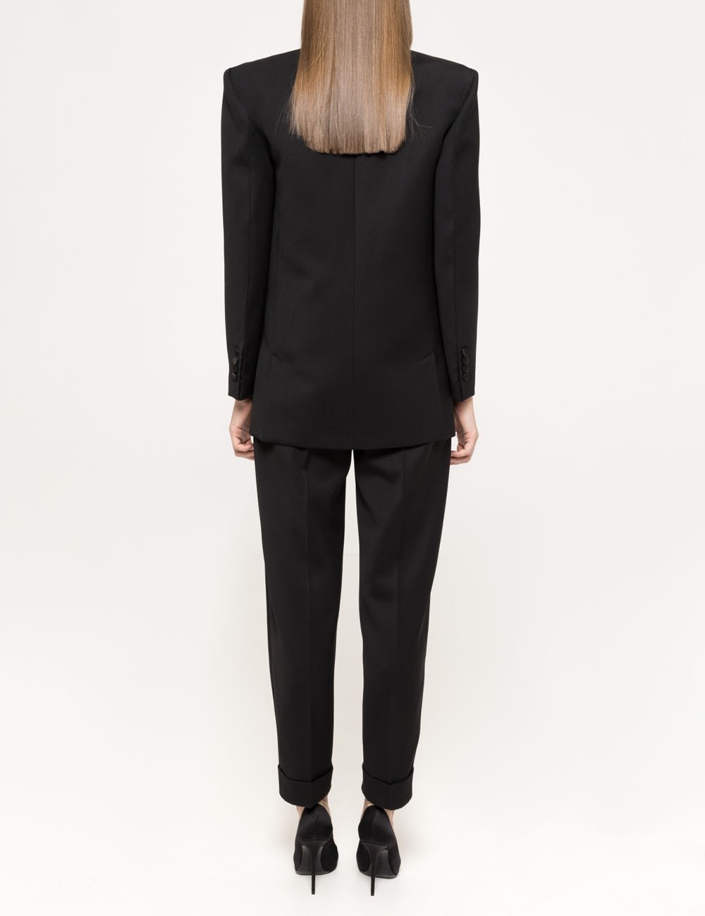 Double-breasted wool blazer black