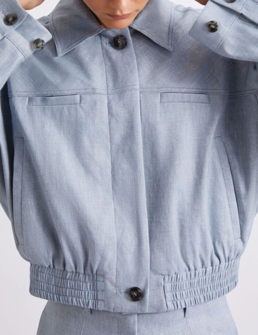 Giacca sportiva in chevron di misto viscosa azzurro