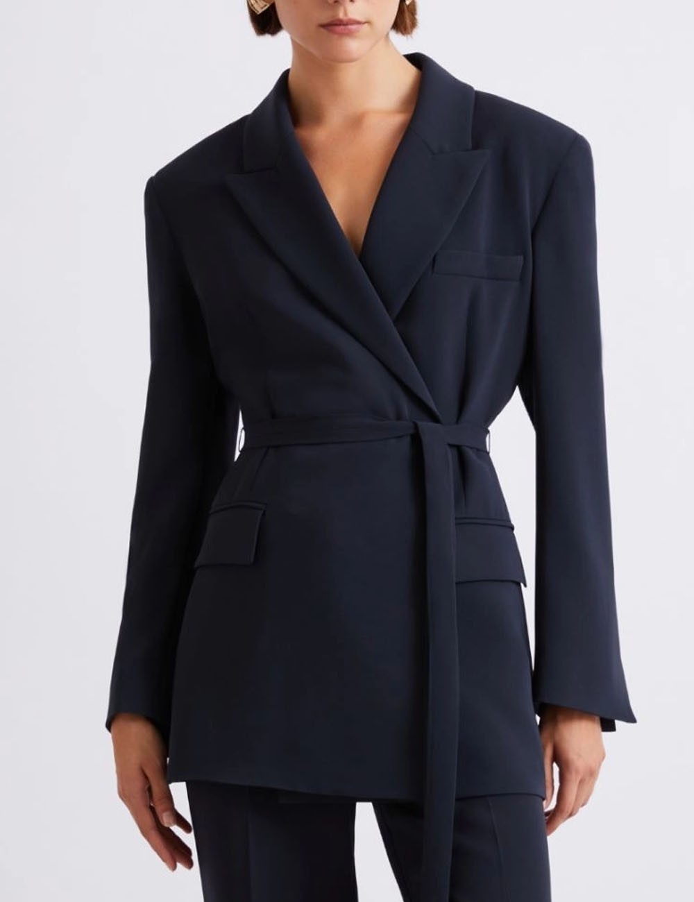 Belted cady jacket navy