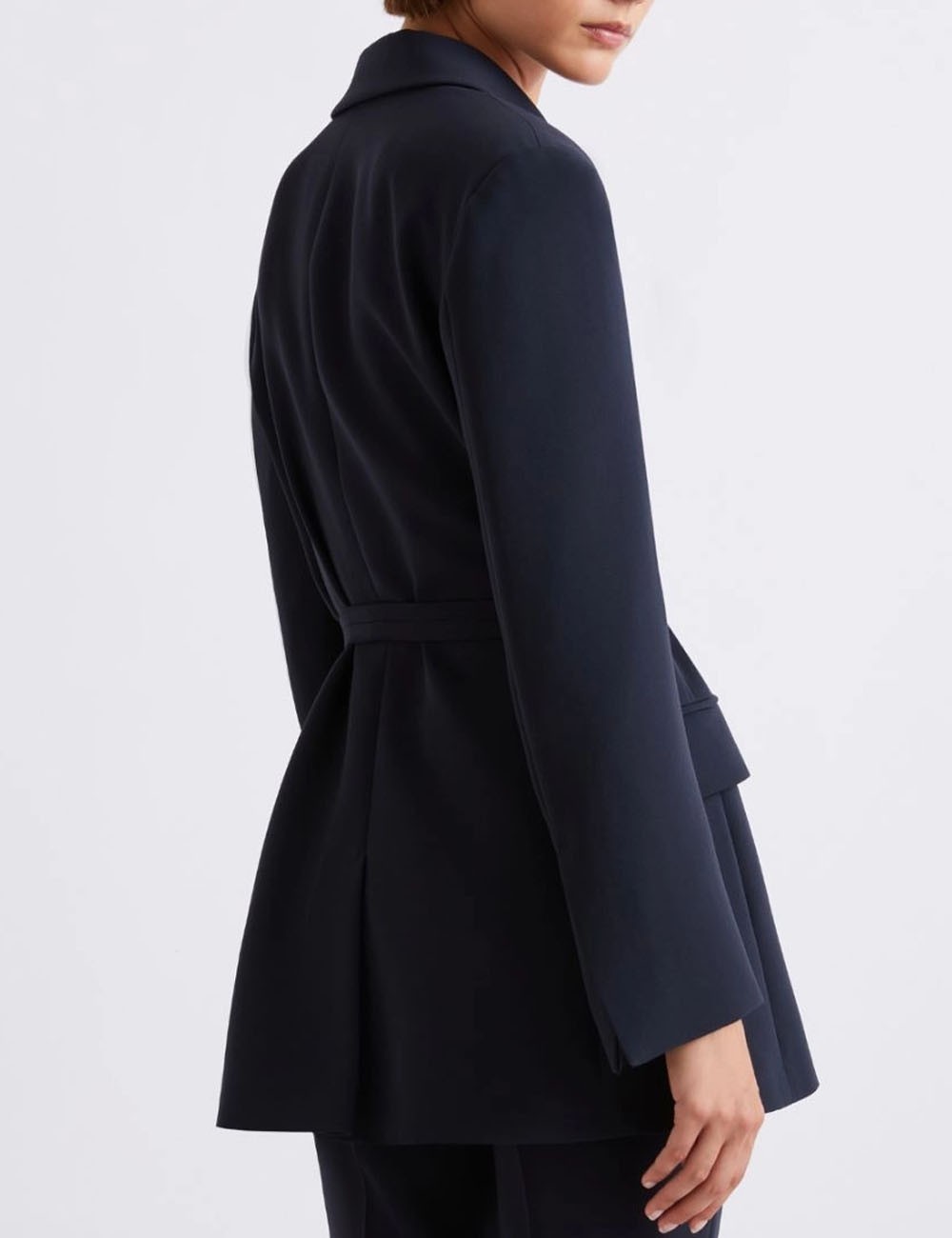 Giacca in cady con cintura blu