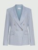Blazer in chevron di misto lino azzurro
