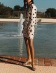 Satin mini skirt pois powder