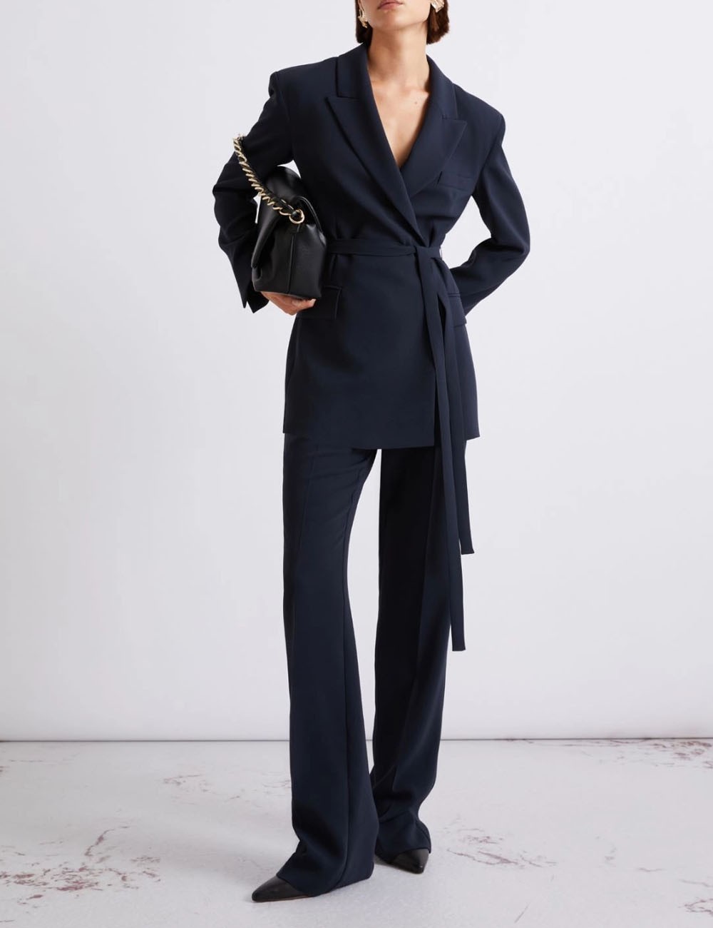 Pantalone leggermente flare in cady blu