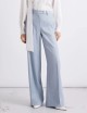 Herringbone linen and viscose palazzo trousers light blue