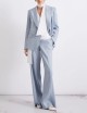Pantalone palazzo in chevron di lino e viscosa celeste