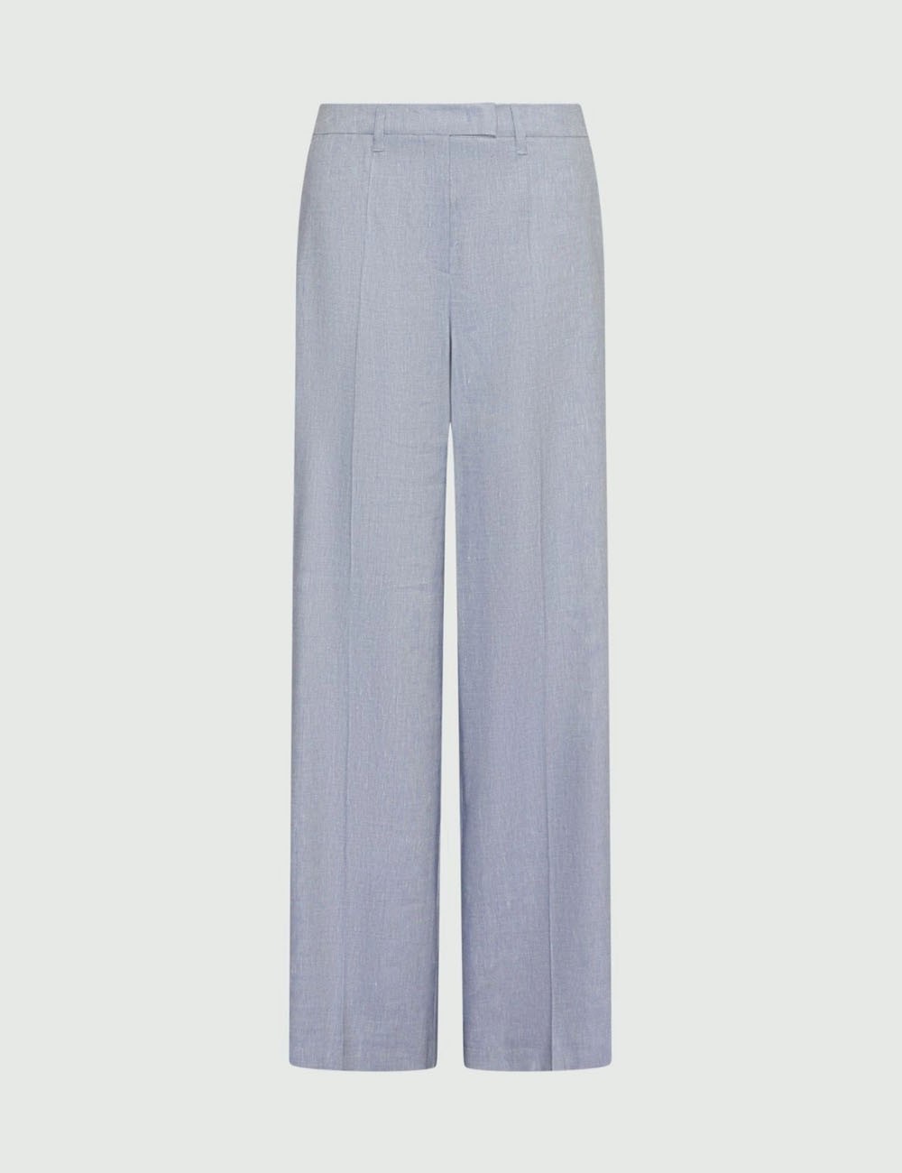 Herringbone linen and viscose palazzo trousers light blue