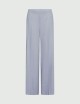 Pantalone palazzo in chevron di lino e viscosa celeste