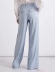 Pantalone palazzo in chevron di lino e viscosa celeste