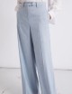 Pantalone palazzo in chevron di lino e viscosa celeste