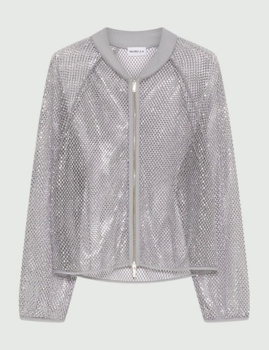 Blouson in rete strass grigio