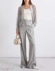 Rhinestone mesh blouson jacket gray