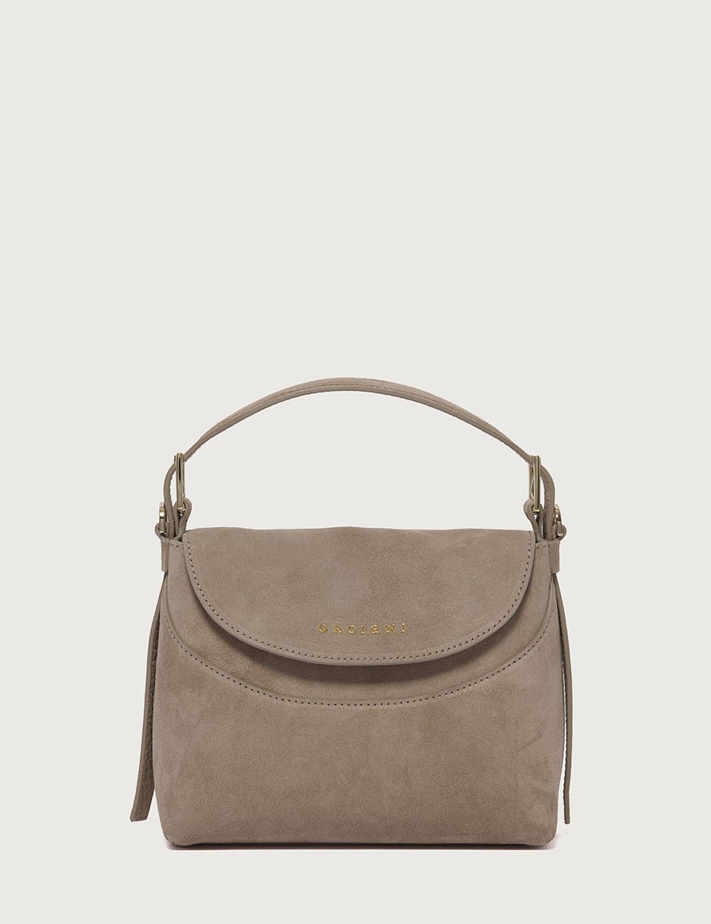 Nana Peach Small suede leather handbag with strap sand