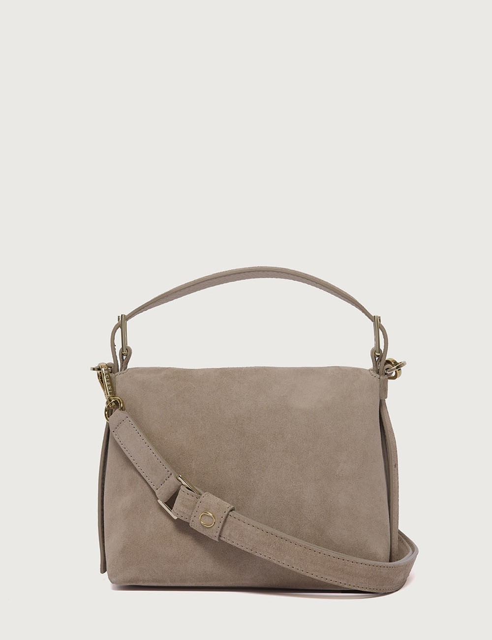 Nana Peach Small suede leather handbag with strap sand