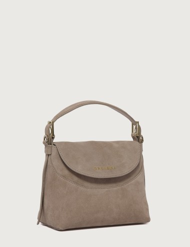 Borsa Nana Peach Small a mano in pelle con tracolla sabbia