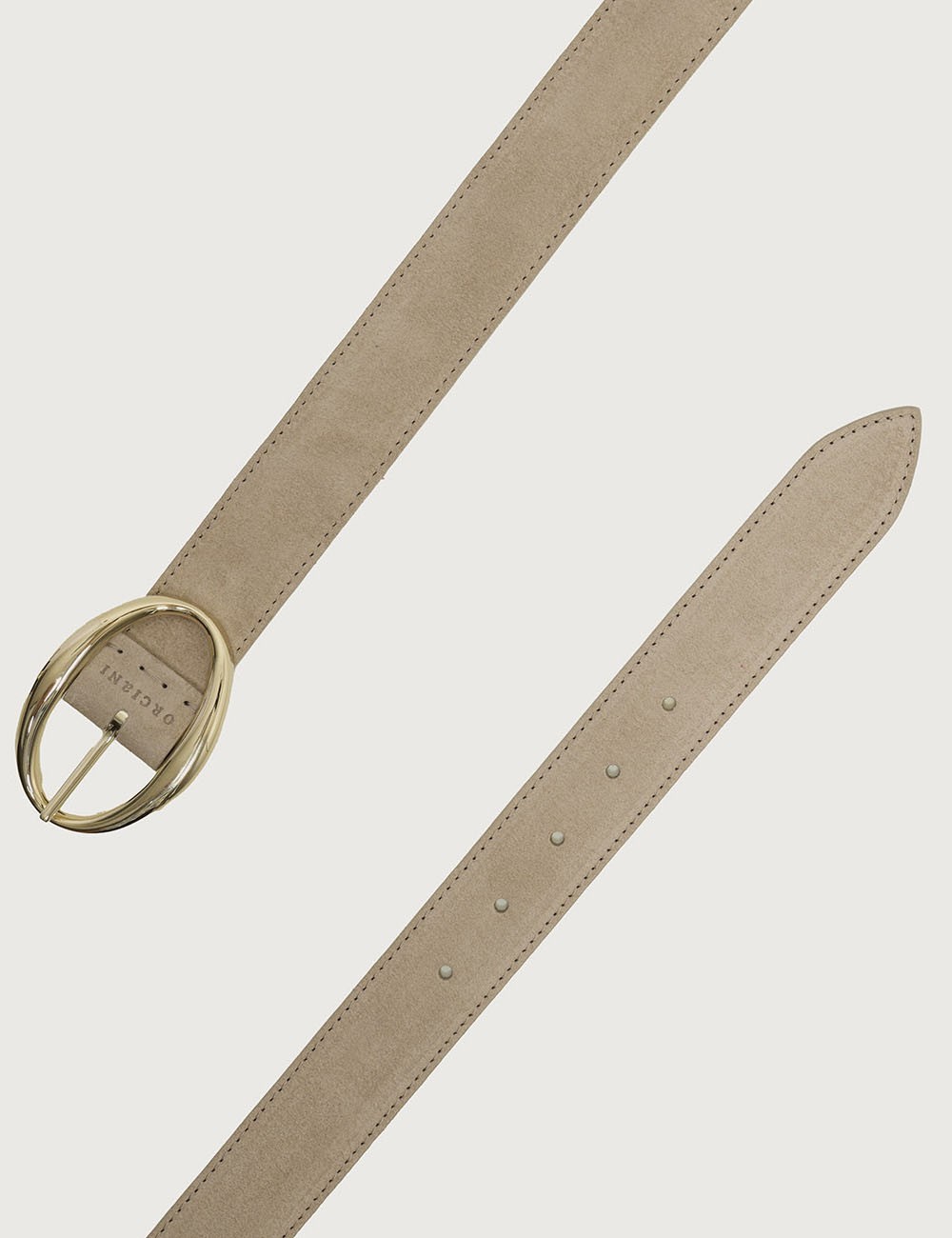 Peach Double suede leather belt 3 cm Sand Stone