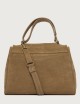 Sveva Peach Midi suede leather shoulder bag with strap beige