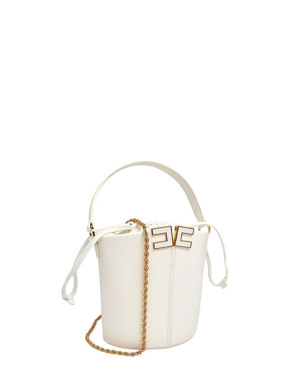 Borsa a secchiello con dettaglio logo avorio