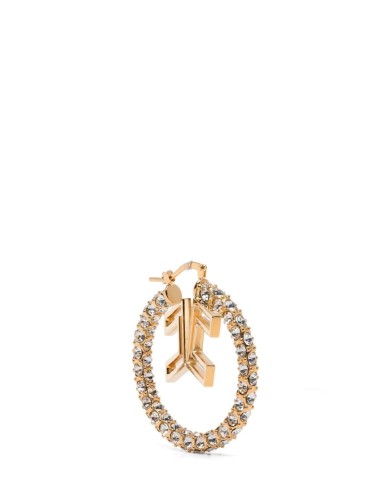 Orecchini con logo e  strass oro giallo