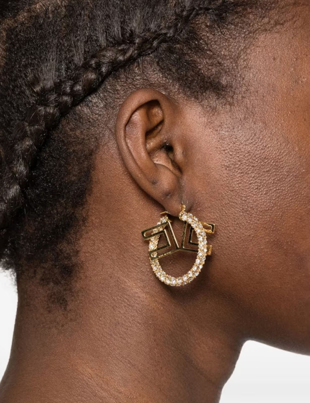 Orecchini con logo e  strass oro giallo